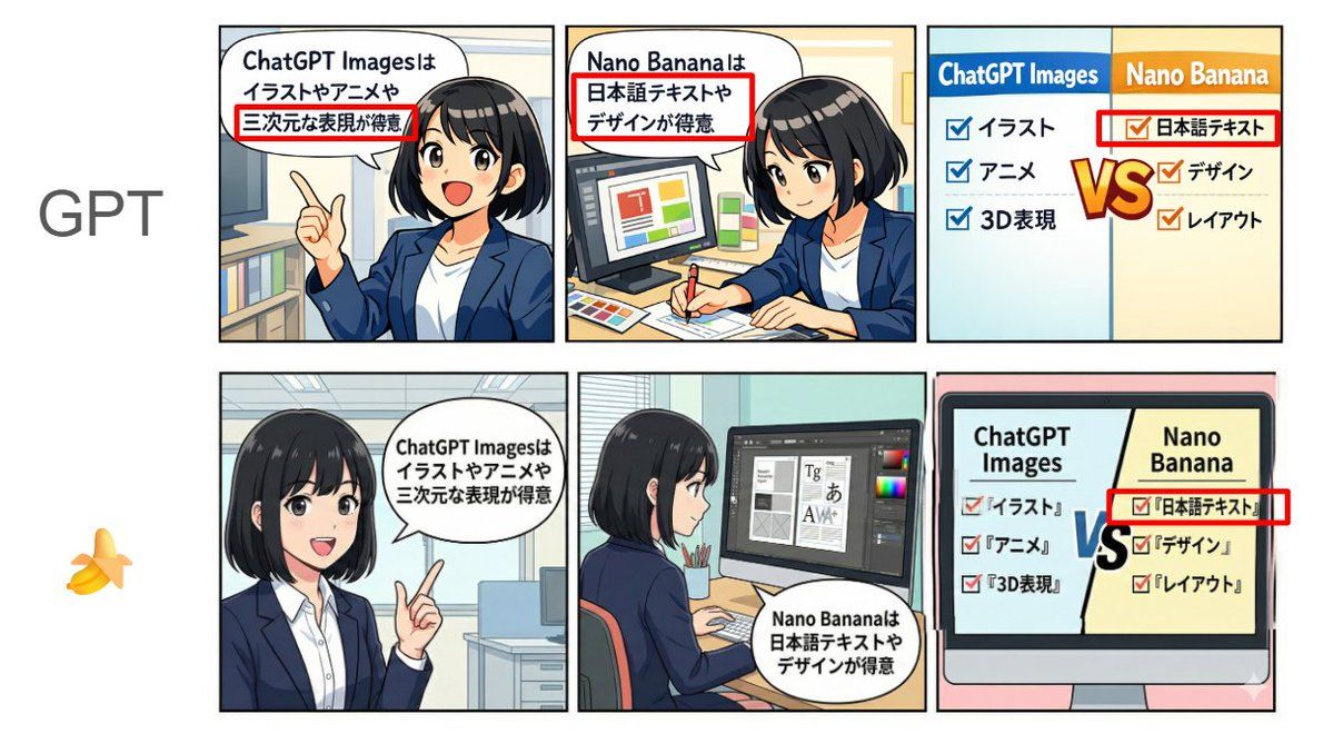日文文本与排版比较提示(三格漫画)