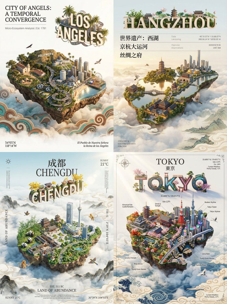 城市海报数字艺术提示