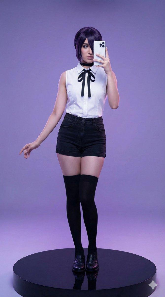 电锯人蕾塞全身镜自拍 Cosplay