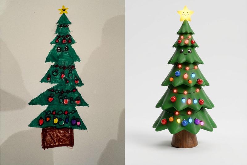 儿童画作转 3D 图像提示