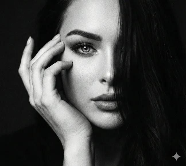 电影级黑白特写肖像