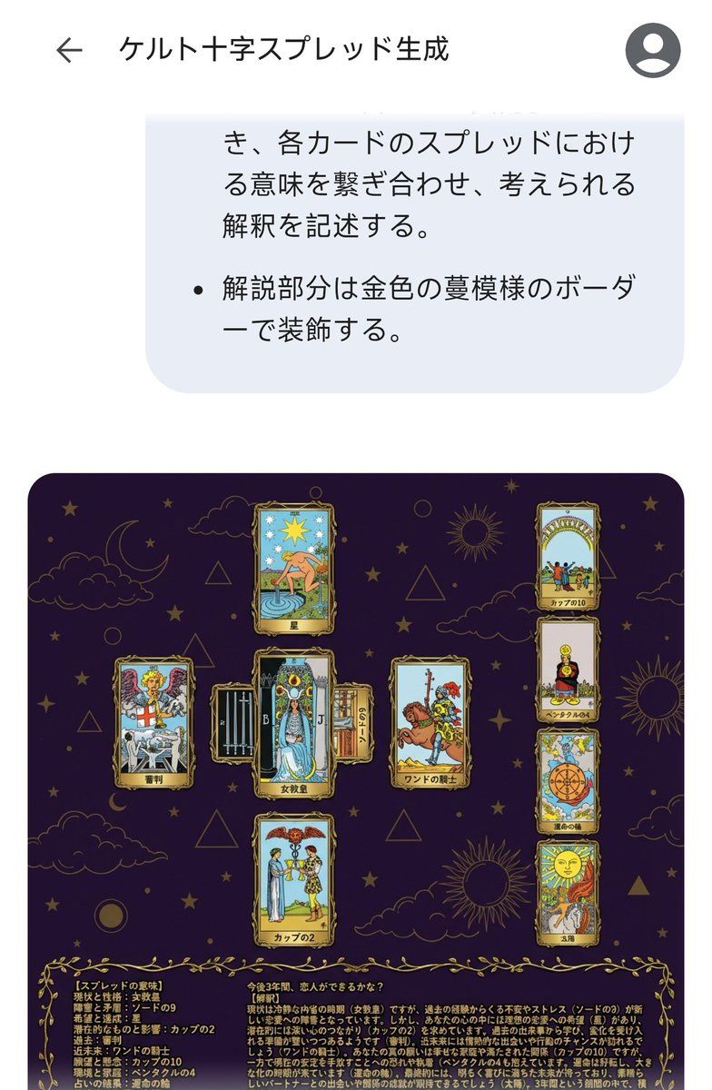 塔罗牌凯尔特十字牌阵解读生成提示