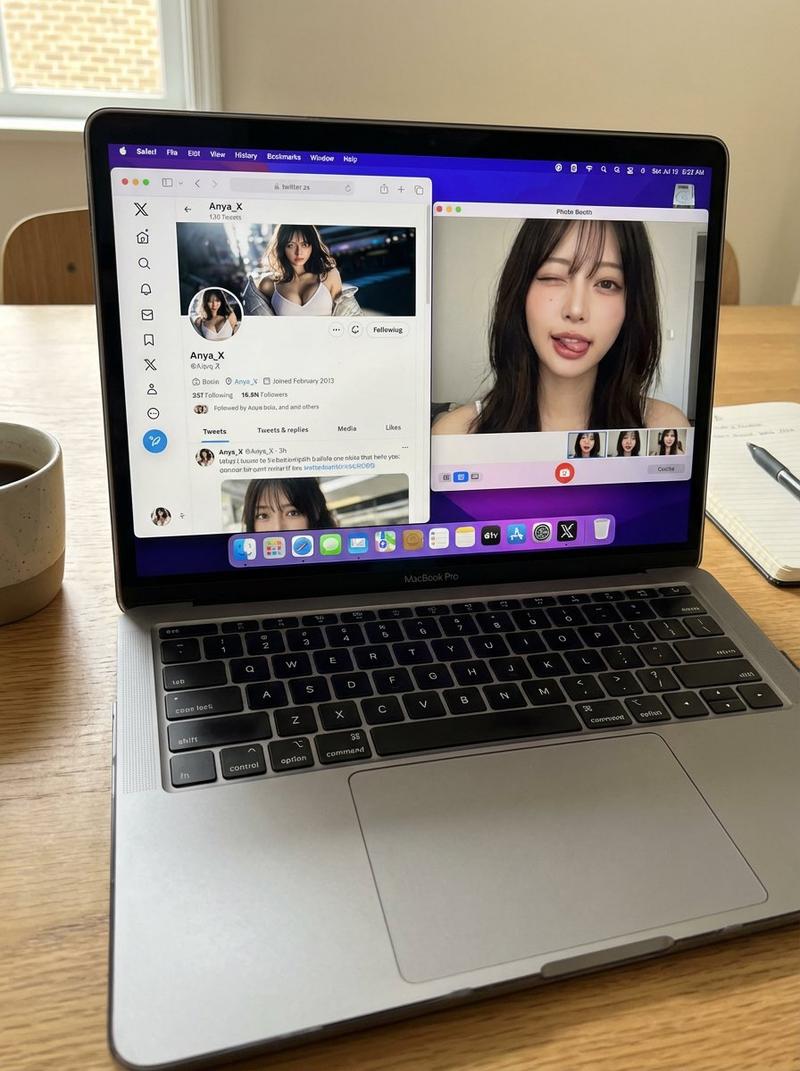 逼真的 MacBook 桌面自拍场景