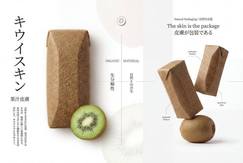 日式高级奇异果汁皮肤包装海报