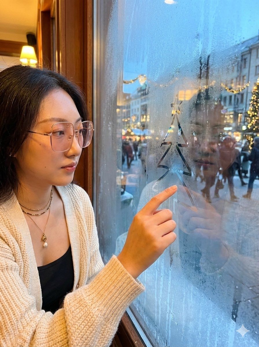 圣诞窗户凝结涂鸦肖像