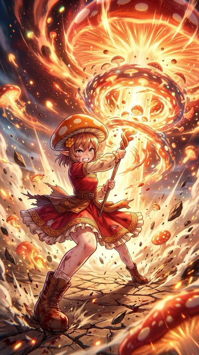 终极蘑菇粉碎机插画提示