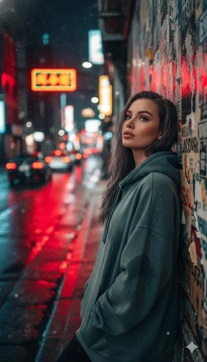 电影感夜景都市人像摄影提示词