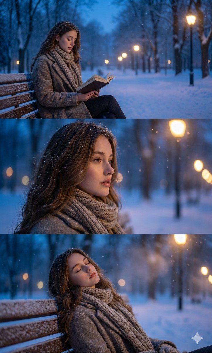 超逼真冬季肖像序列，带身份锁定