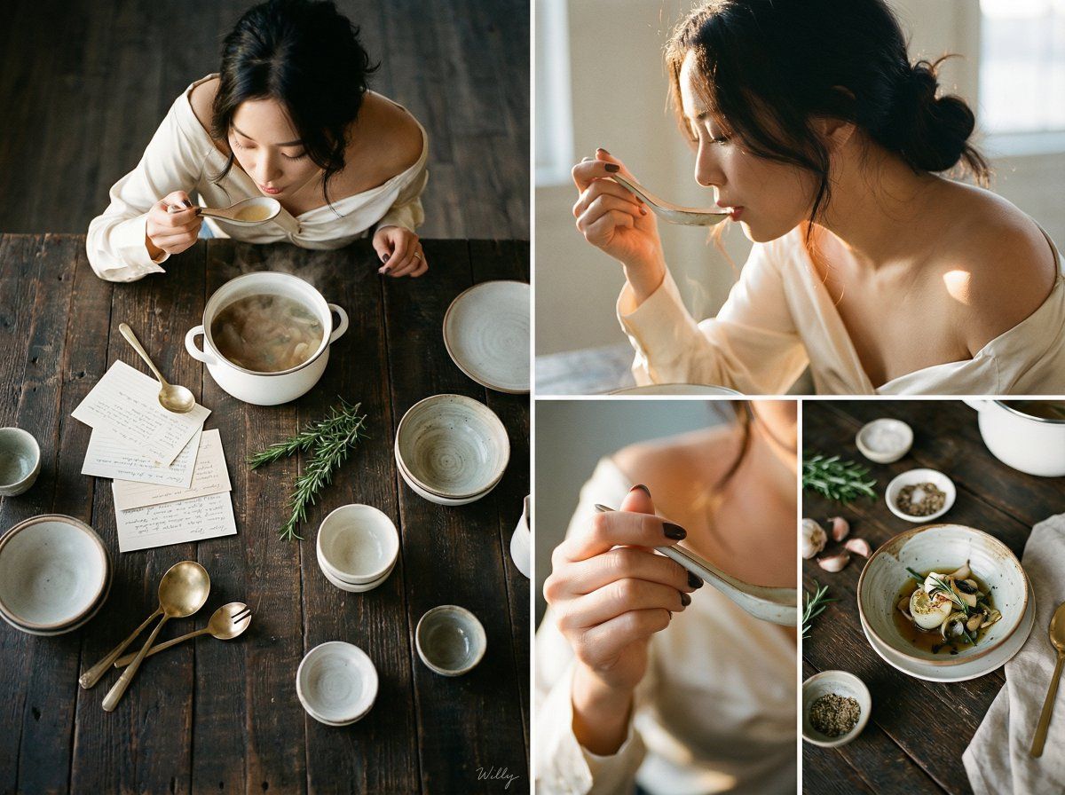 魅惑的韩式美妆美食肖像提示