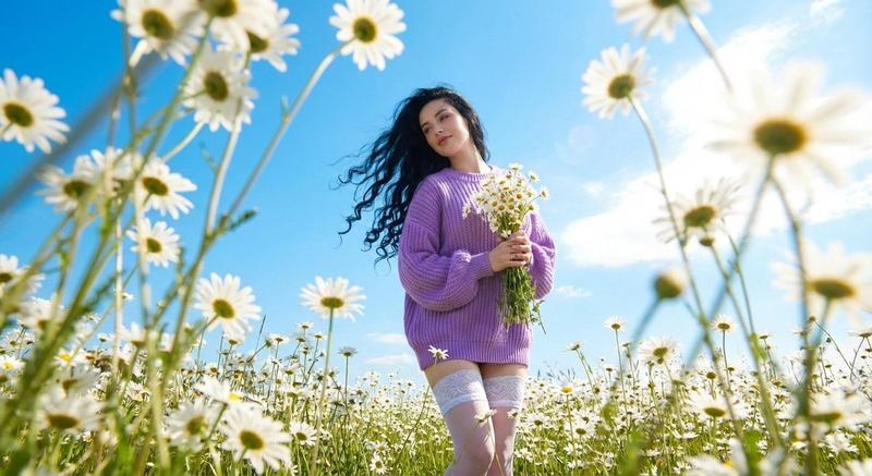 超逼真雏菊高定时装大片