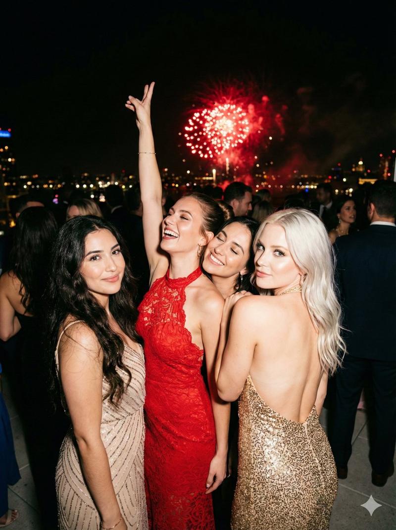 Ultra-Photorealistic Group Portrait: New Year's Eve Party