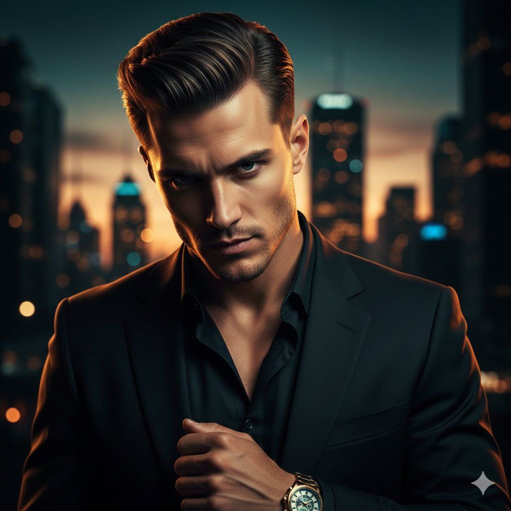 Cinematic Portrait of a Confident Young Man in an Urban Setting