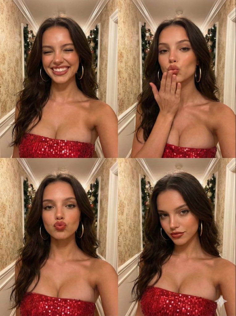2x2 Grid Collage of Sequined Glamour Selfies