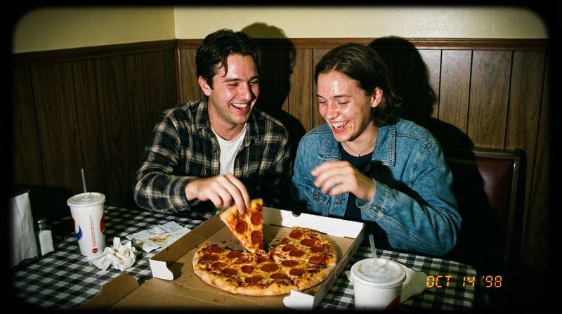 1998 Disposable Camera Photo of Friends in a Diner