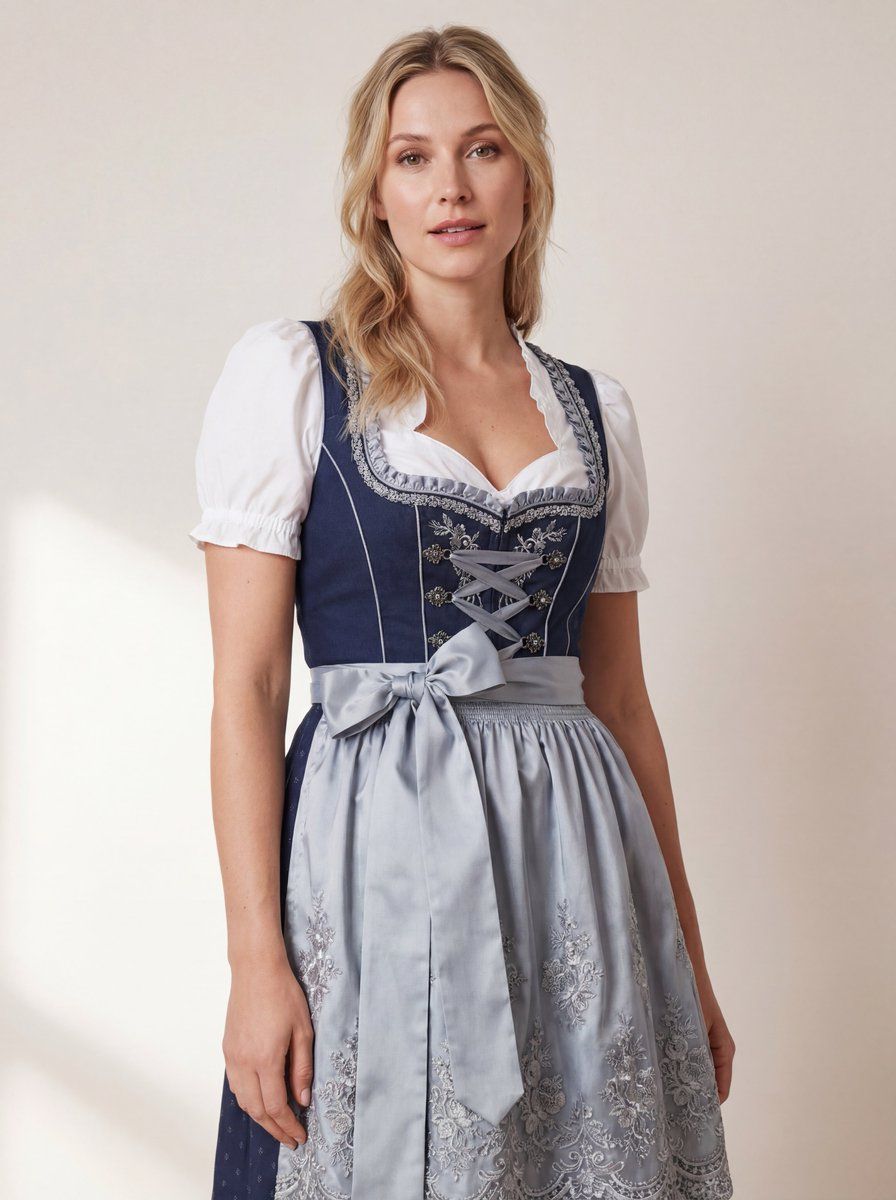 身着巴伐利亚传统服饰(Dirndl)的女性超写实影棚照片