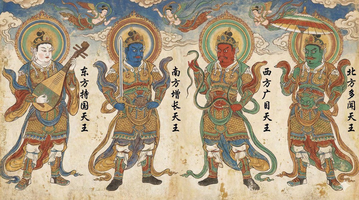 敦煌壁画风格四大天王