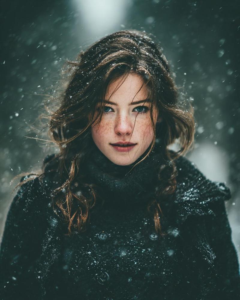 雪景电影感冬季人像摄影