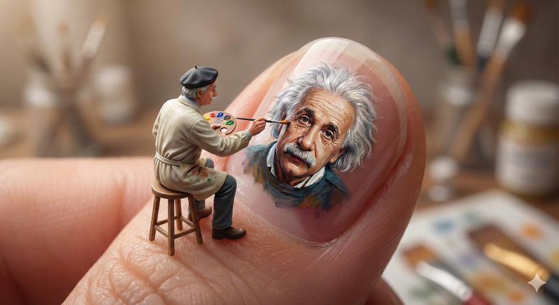 指甲上的微型艺术：巨型指甲上的微缩画作