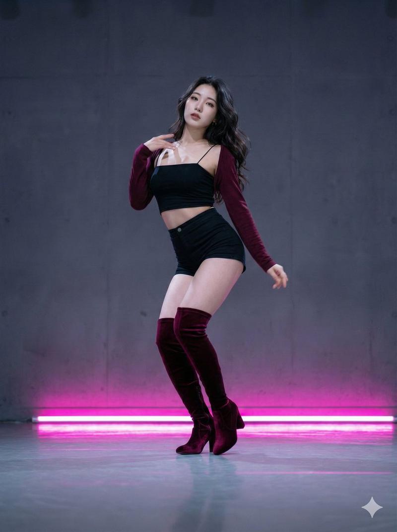霓虹灯工作室中的 K-Pop 偶像舞蹈场景