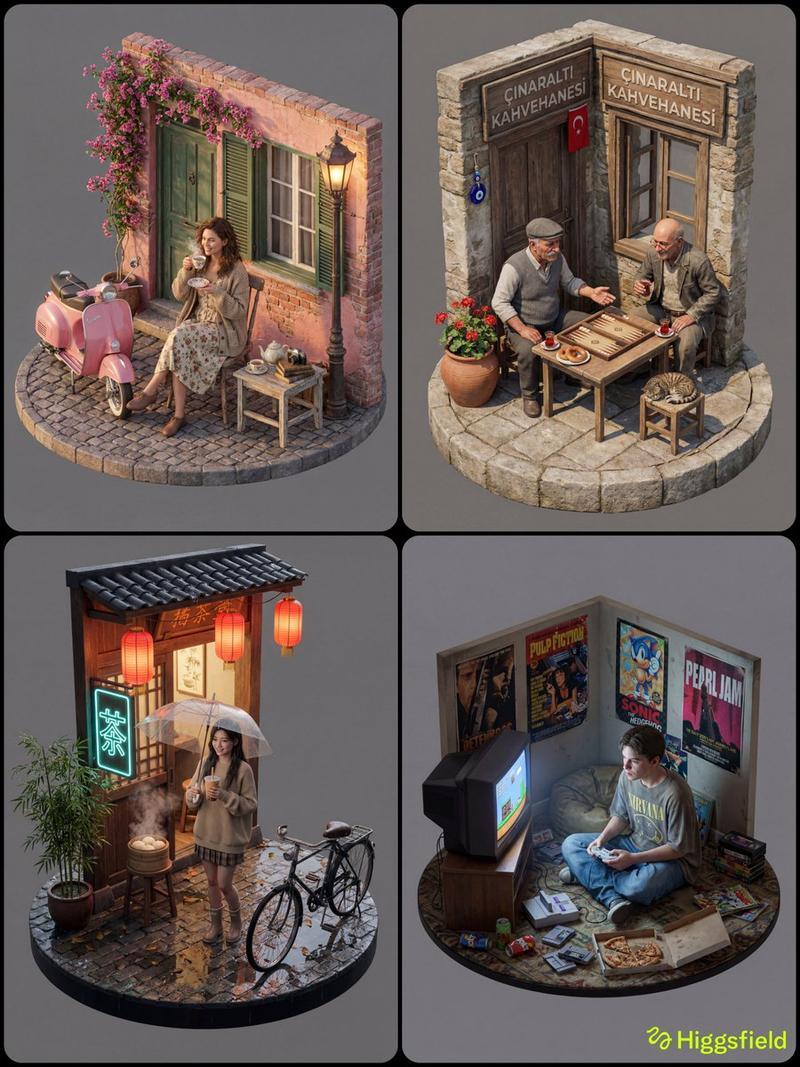 等距 3D 立体模型，带真人纹理