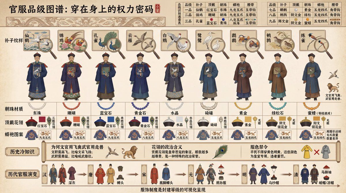 中国古代官员品级与服饰图解