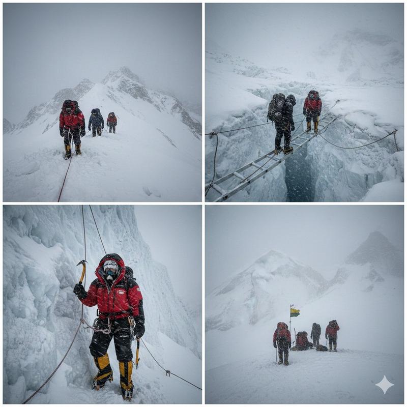 高海拔登山电影拼贴画提示