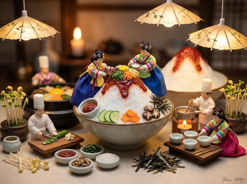 朝鲜王朝厨师制作拌饭的微缩立体模型