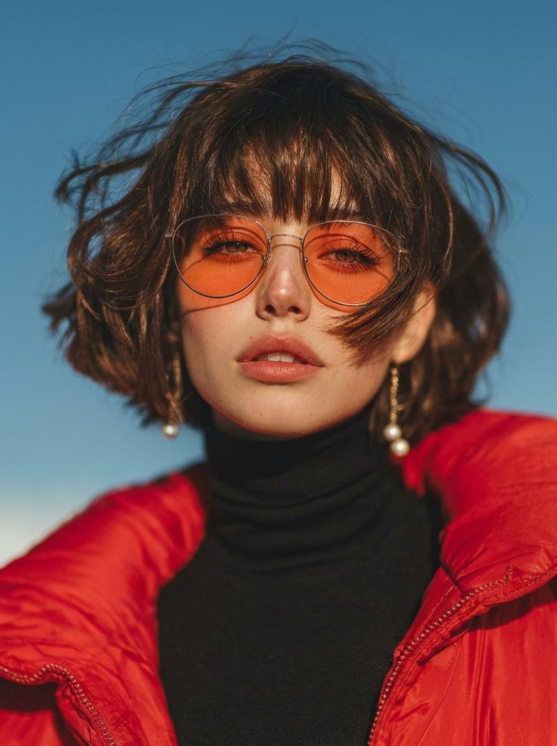 Vogue 风格红色羽绒服肖像提示