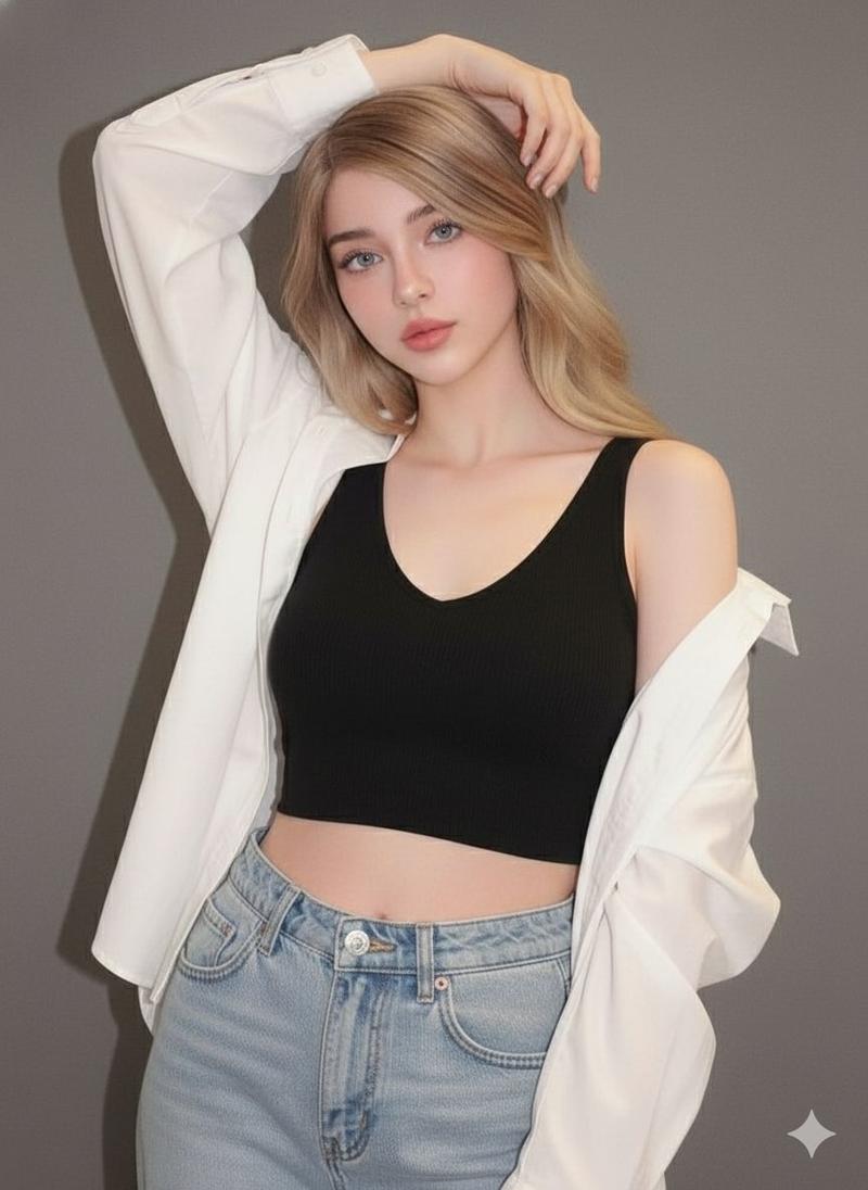 一位年轻女性的超逼真影棚肖像