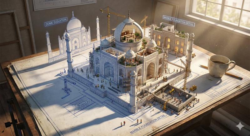 Epic 3D 建筑蓝图施工场景