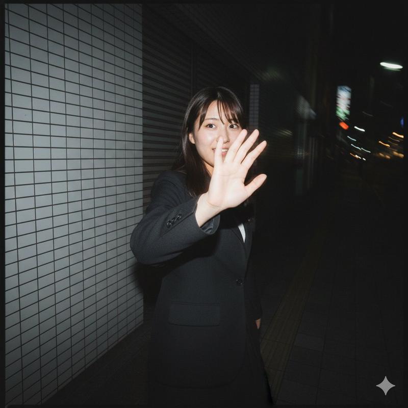 原始的、运动模糊的夜间智能手机闪光灯人像