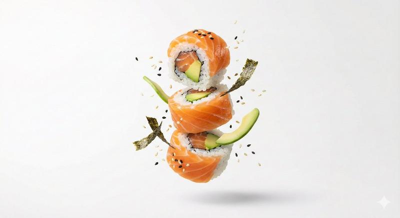 高级浮动食物英雄图片模板