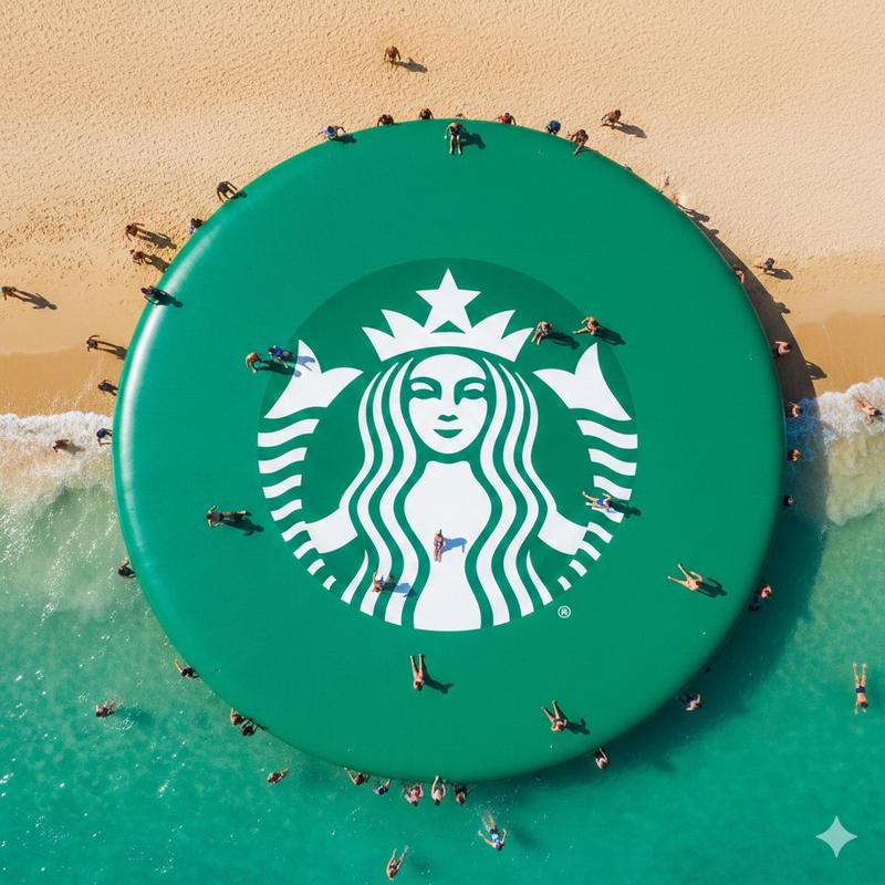 海洋上的巨型充气 WhatsApp 美人鱼标志