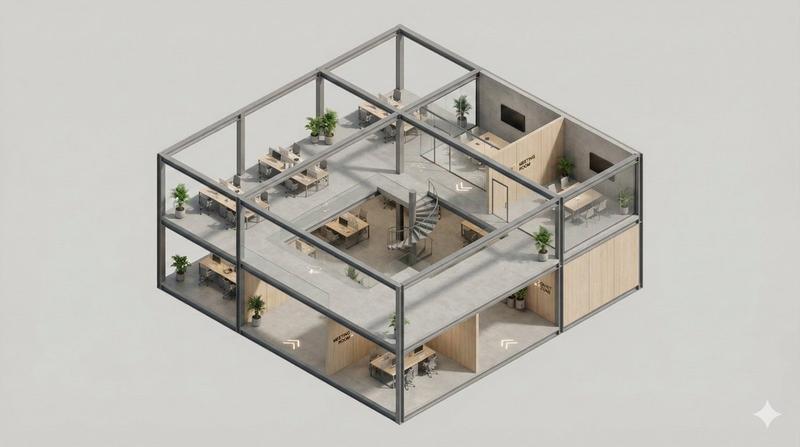 极简 3D 等距建筑立体模型