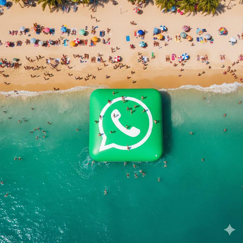 海中的巨型充气 WhatsApp 标志