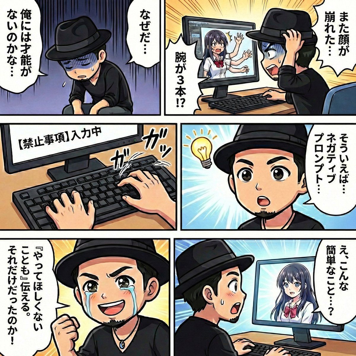 在 NanoBanana Pro 中使用负面提示生成漫画