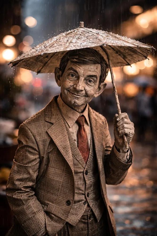 雨中电影纸人
