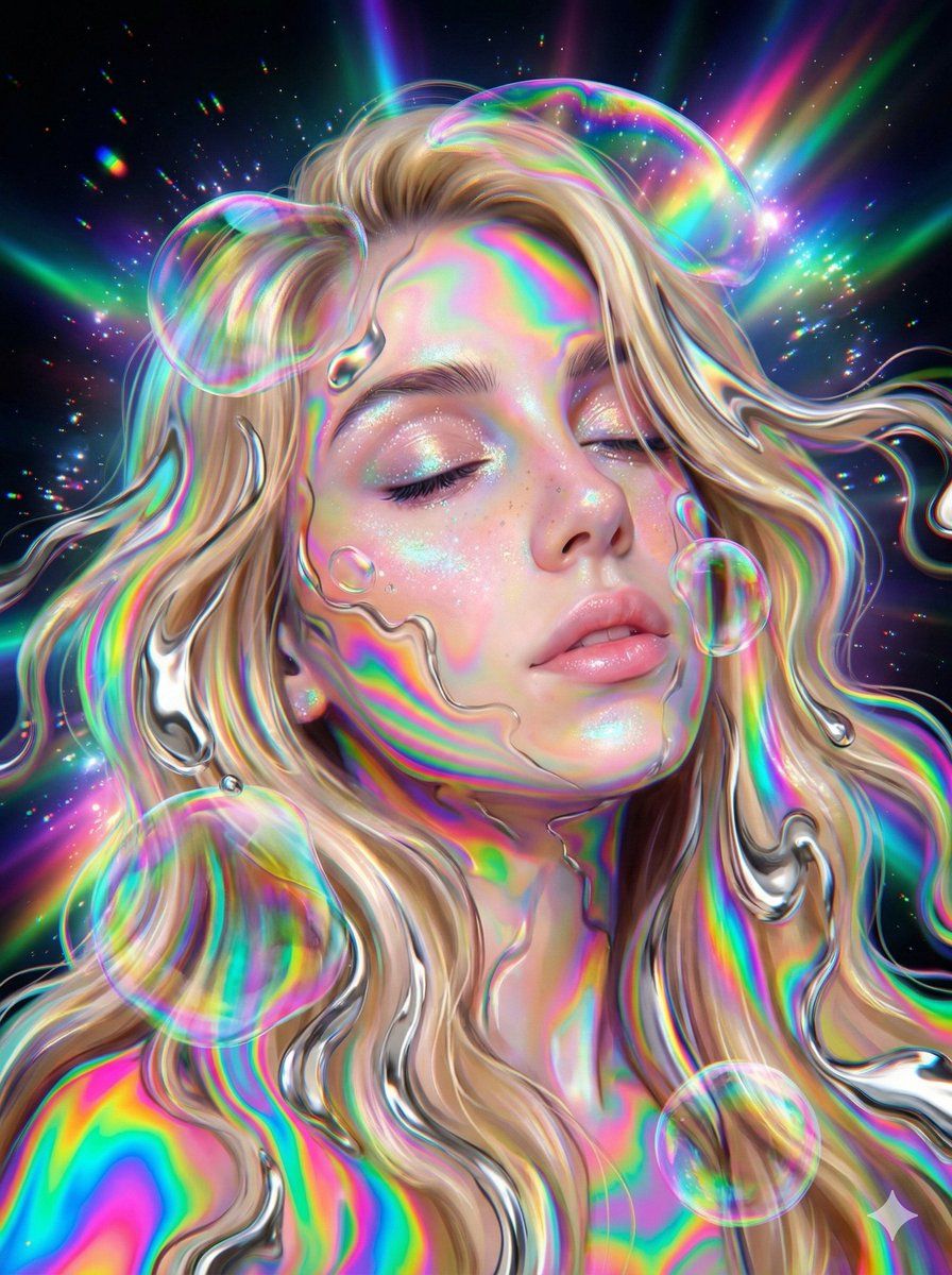 超现实迷幻虹彩肖像