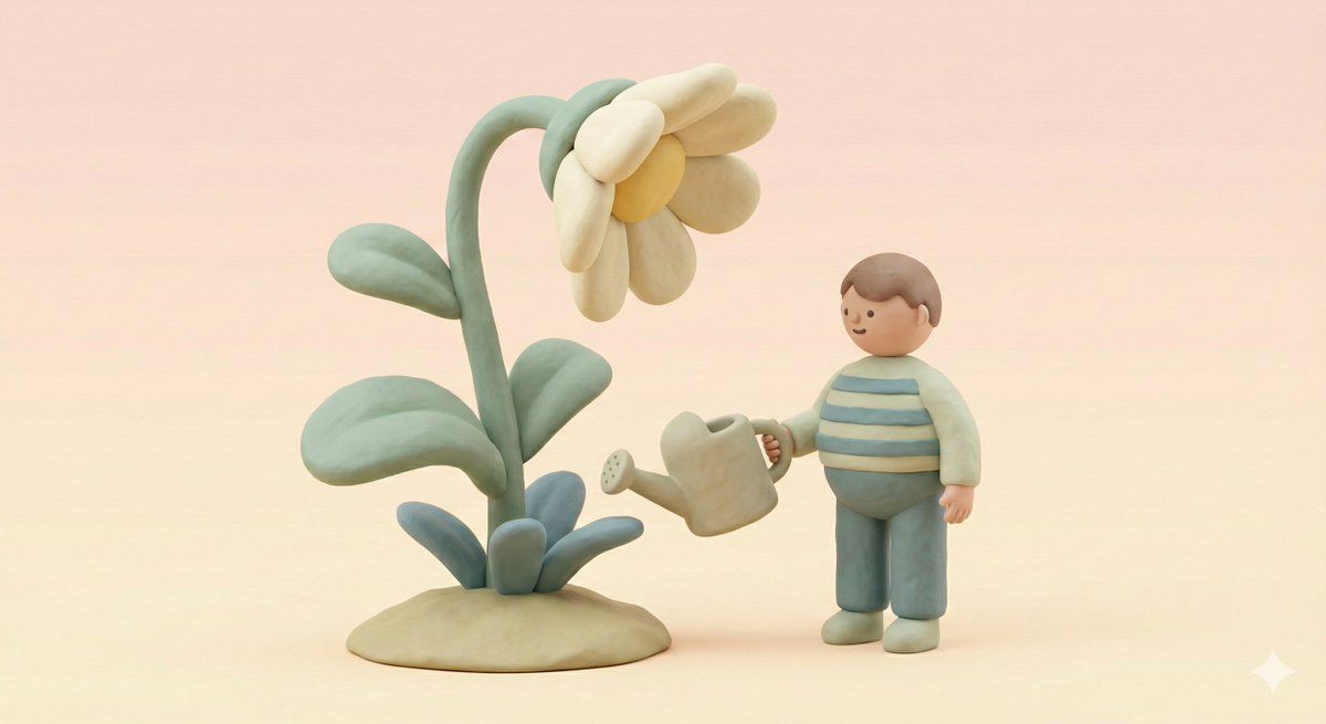 黏土风格柔和简约 3D 插画模板