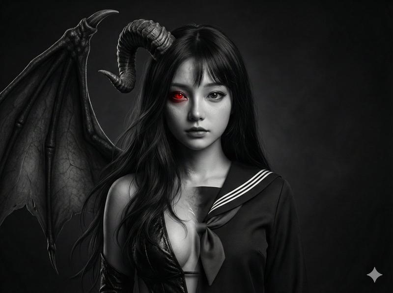 人与魅魔融合肖像提示词