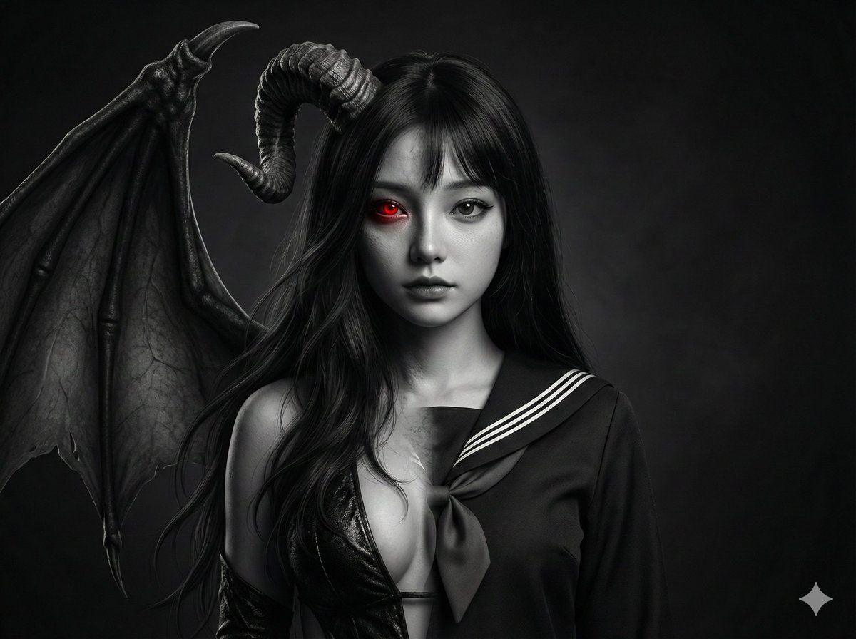 人与魅魔融合肖像提示词