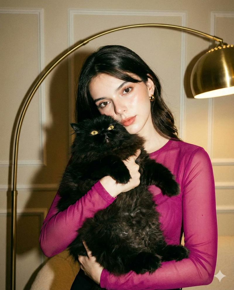 时尚闪光猫咪照片(面部编辑锁定)