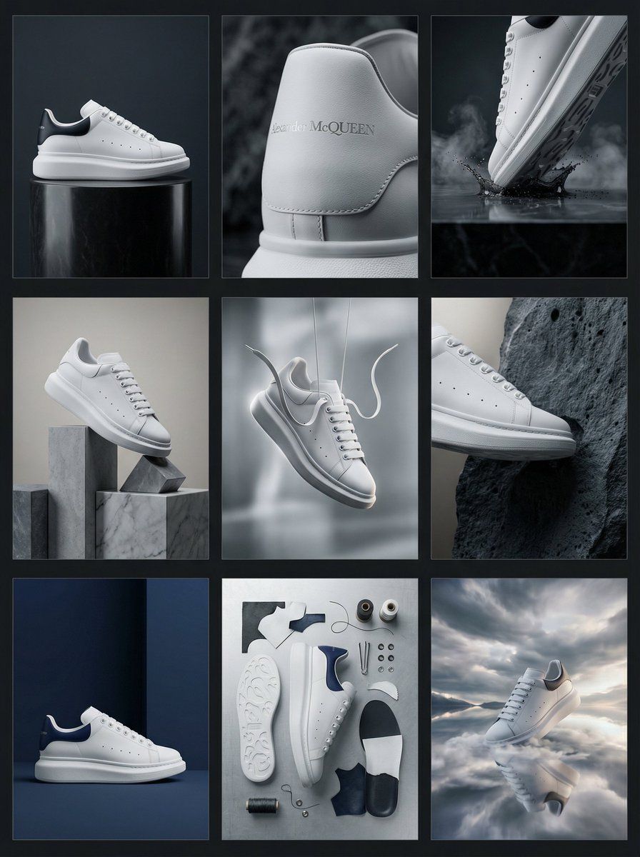 Alexander McQueen 运动鞋编辑网格提示,适用于 Nano Banana Pro