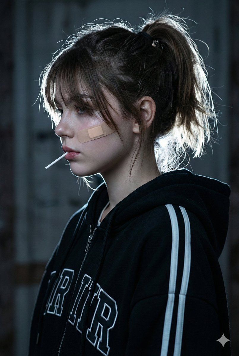 电影般忧郁的人像,带面部锁定提示