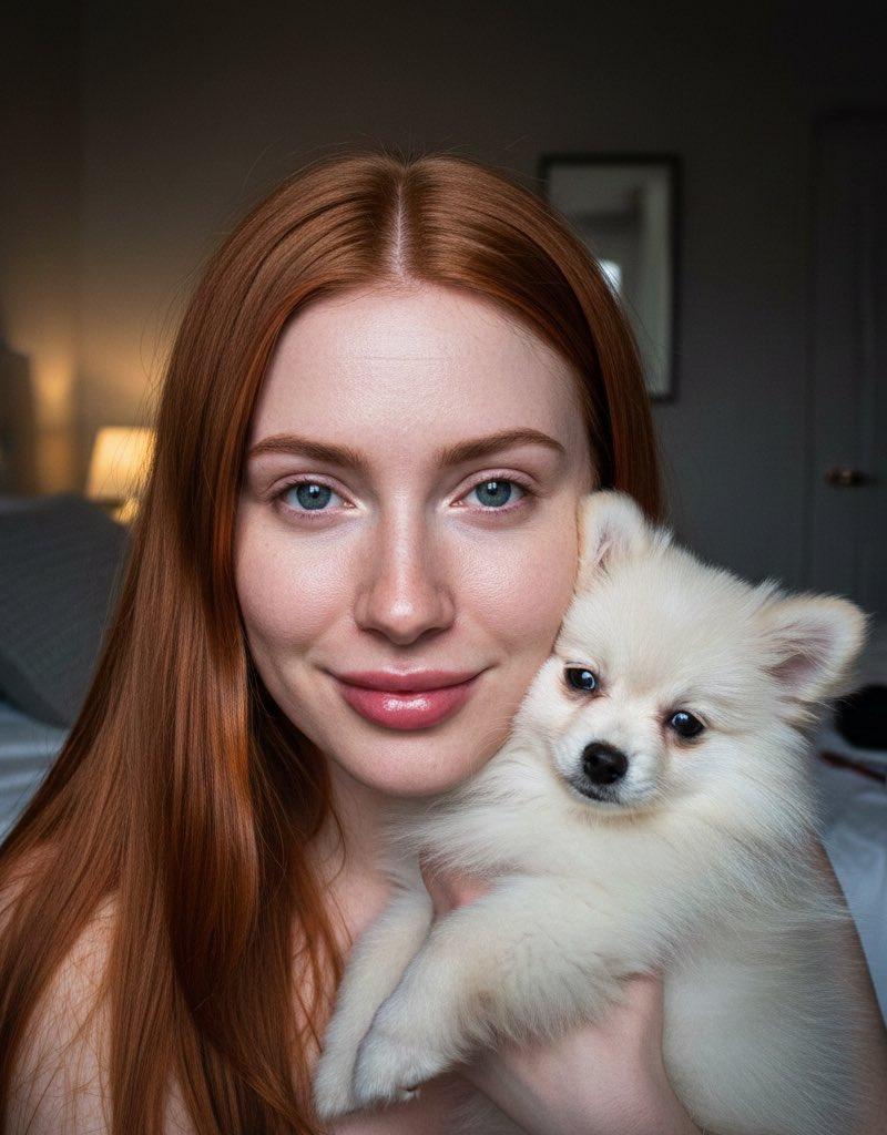 与博美幼犬的闪光抓拍肖像