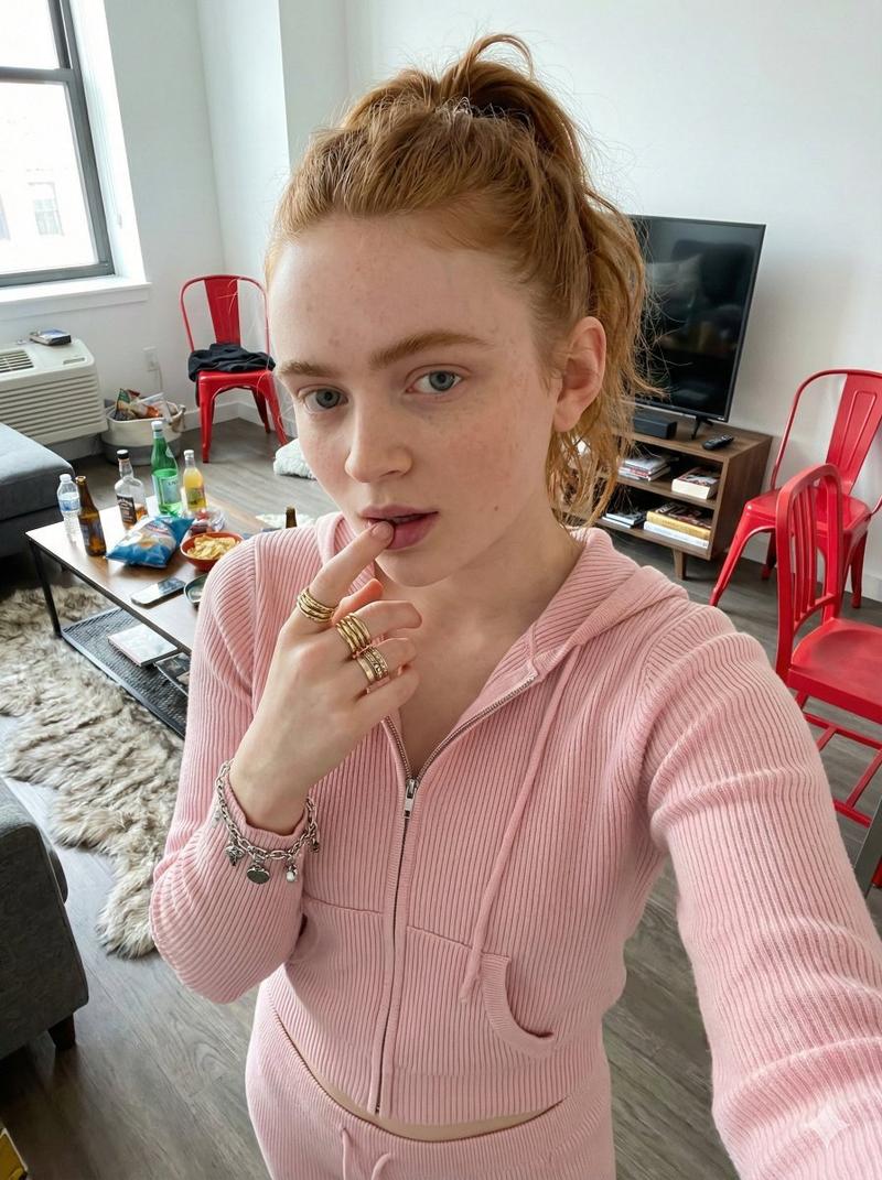 Sadie Sink 穿家居服的抓拍自拍提示