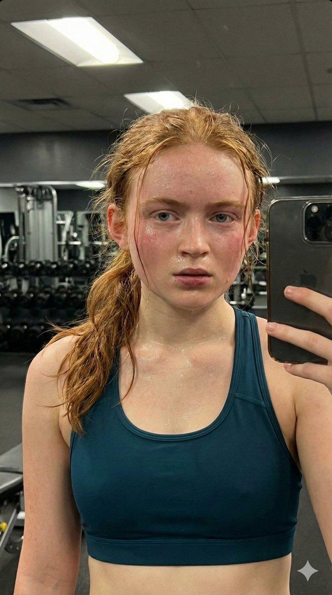 Sadie Sink 运动后素颜自拍