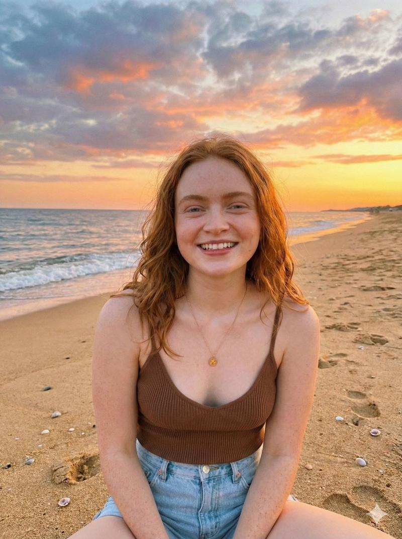 Sadie Sink 海滩日落肖像
