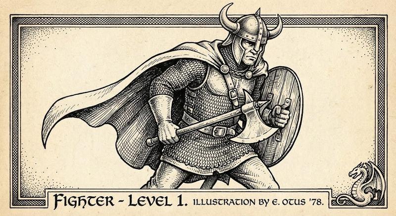 复古黑白 RPG 规则书插画