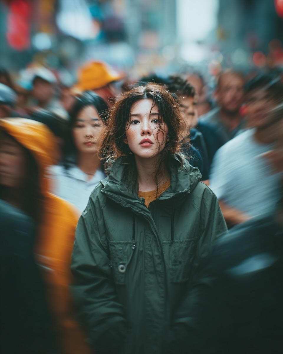 抓拍街头人像，带动态模糊效果